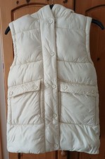 Girls Zara Long Cream Hooded, Padded Gilet Age 8-9yrs - see full description