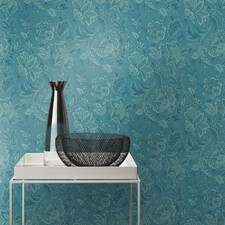 Rasch Teal Flower Pattern Non