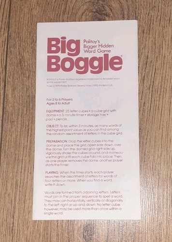 Big boggle 1979 instructions - boggle,