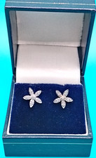 Sterling Silver (925) Real Diamond Daisy Stud Earrings