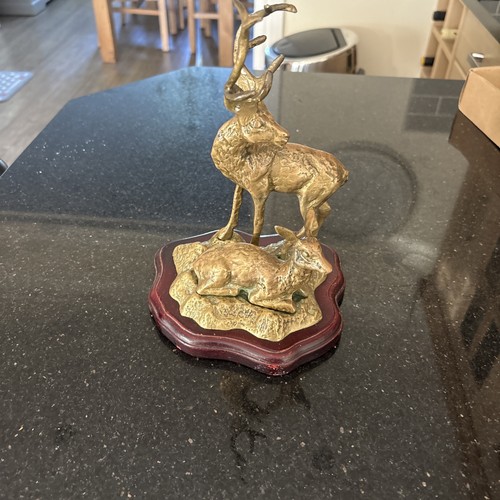 Vintage brass stag and - brass, doe