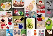 Newborn Baby Boy Girl Photography Props Crochet Knit Costume Cute Hats Outfits