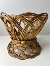 Vintage Wicker Plant Pot Holder Farmhouse Cottage Decor Plant Stand Hand Crafted