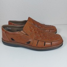Rieker Fisherman Sandals Men's EU 40 UK 6 Brown Leather Slip-On Shoes Used 