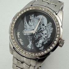Marc Ecko Analog Quartz Watch E10562G1 Men Silver Steel Skull ~ For Parts Repair