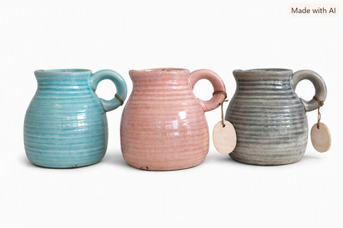 Ceramic jug shabby chic - -,