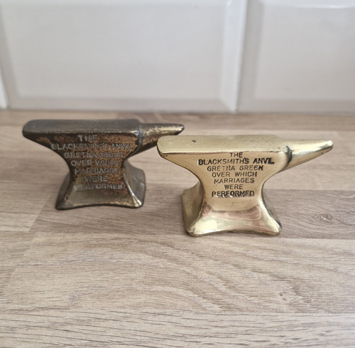 Pair brass anvil paperweights - pair,