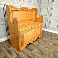 Farmhouse Solid Pine Monks Bench Pew Seat Settle - Under Storage - Hall Chair 