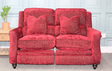 PARKER KNOLL NEWBURY, ELECTRIC WING 2 SEATER SOFA IN THALIA CRANBERRY FABRIC