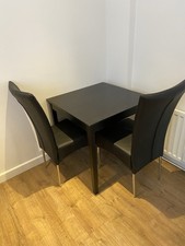 IKEA Brown/Black Table 74cm X 74cm and Two Chairs