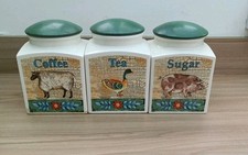 Vintage T G Green Cloveleaf Tea/Coffee/Sugar Canisters  With T G Green Backstamp