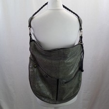 Jane Hopkinson Black & Silver Leather Shoulder Bag Good