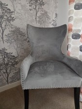 1/2 Velvet Upholstered Dining Chair Studded Rivet Kitchen Dining Room Chair Seat