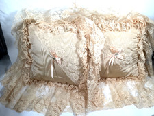 2  Vtg beige Boudoir Pillows