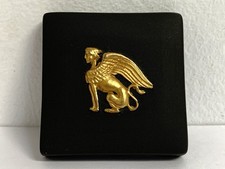 4.3cm Wedgwood Jasper Ware Pottery Egyptian Black Basalt & Gold Pill Trinket Box