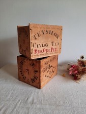 1x Vintage Tetsilon Ceylon Tea small empty open wooden box crate display prop