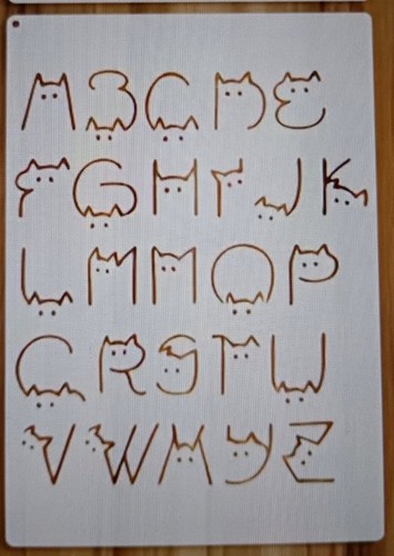 Alphabet funky cat line - a4,