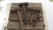 Lot of 4 heavyweight antique blacksmith armourer hammers, forge anvil use etc