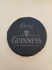 Guinness Draught Slate Coaster Personalised Dave's Round Border Gifts Novelty