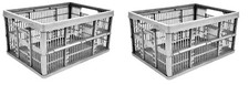2 x Thumbs Up 32 Litre Silver Folding Crate Collapsible Plastic Storage Boxes