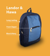 Blue Backpack Rucksack – 2 Compartment, Lightweight, School/Work Travel Bag L&H