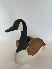 Peggy Day 1986 Hand Painted Canada Goose Folk Art Wood Planter Box Americana
