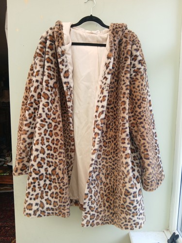 Leopard print faux fur coat - print,