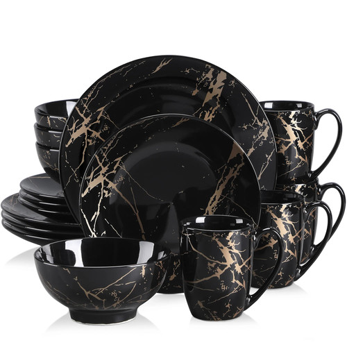 Lovecasa black gold dinnerware - black,