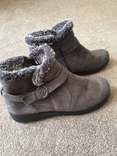 Ladies Grey Suede Look side