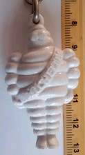 Vintage Retro Keyring Key White Plastic Motor Vehicle Tyres Michelin Man Cars