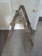 Vintage Step Ladders Wooden Paint Splashed Garden Decor Shop Display Prop Chic 1