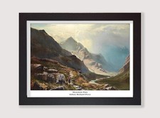 Mountain Pass by Sidney Percy Framed Welsh Landscape Art Print Snowdon Wall Art