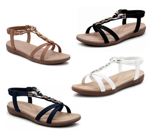 Womens strappy sandals - sandals, elastic