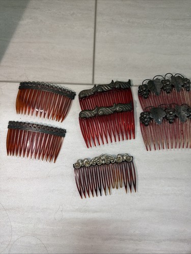 Antique art deco hair clips - art,