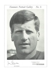 Jim Standen - WEST HAM UNITED - 1966 Hammers Portrait Gallery/Newham Recorder