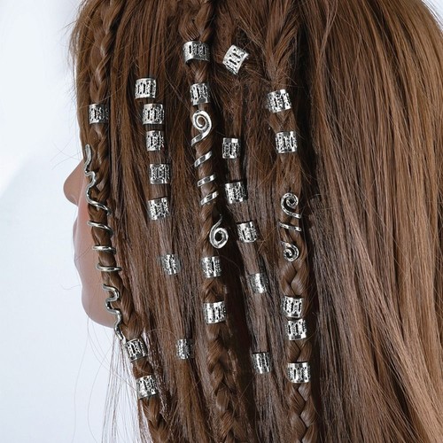 28pcs set silver dreadlocks - silver,