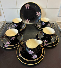 Palissy Orchid Plates, Coffee Cups and Saucer Set