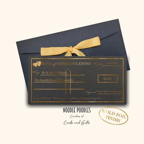 Personalised wedding cheque - wedding,