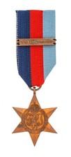 WW2 British 1939-1945 Star Medal With Bomber Command Clasp