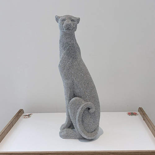 Textured silver grey resin cat - textured,