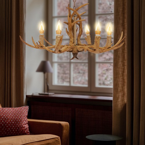 Retro brown antler - brown, chandelier