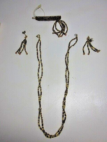 Earrings necklace brooch set - necklace,