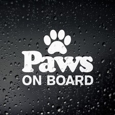 Paws On Board Funny Car Sticker, Dog Cat In Transit Bumper Vinyl Decal