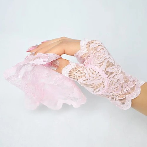 Women lace fingerless gloves - women,