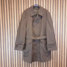 VTG Oberstoff Trench Coat Mens Large 42 Olive Green Country Hooded Belted Knee