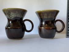 2 Rare Unusual Vintage Studio Pottery Brown Drip Glaze Mug Godshill Welch Style