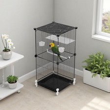 Large Bird Cage W/ Stand Parrot Budgie Cage Metal Wire Enclosure Slide-out Tray