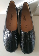 Gabor Comfort Size 4.5 Black Patent Leather Flat Shoes / Loafers.