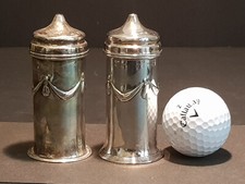 Antique 103g Edwardian 1908 / 1909 Hallmarked Sterling Silver Pepper Pots