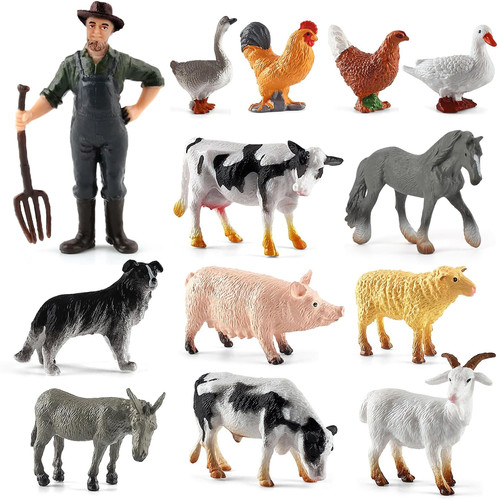 13pcs farm animal - toys,, mini